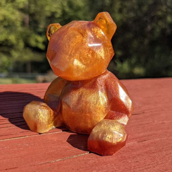 Teddy Bear Resin Art Orange Beautiful Cute Handmade Gift Bears Unique Gifts - Picture 6 of 10